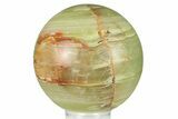 Polished Green Banded Calcite Sphere - Pakistan #301473-1